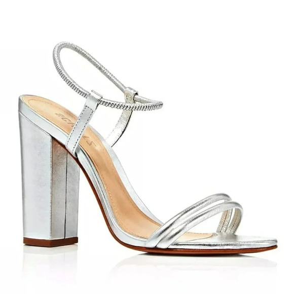 Schutz Women's Pincesa Silver Metallic High-Heel Sandals Size 7.5 B (MSRP $170) - Picture 1 of 12